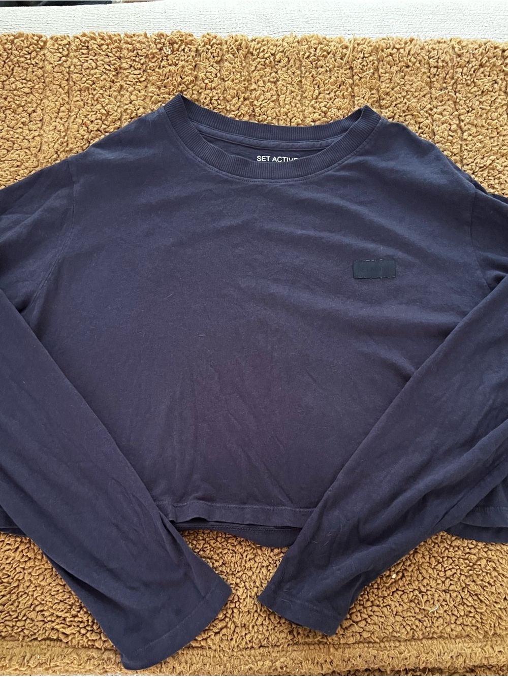 SET Navy Cropped Long Sleeve Tee
